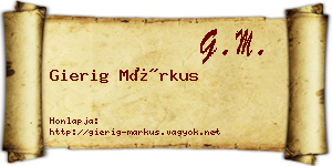 Gierig Márkus névjegykártya